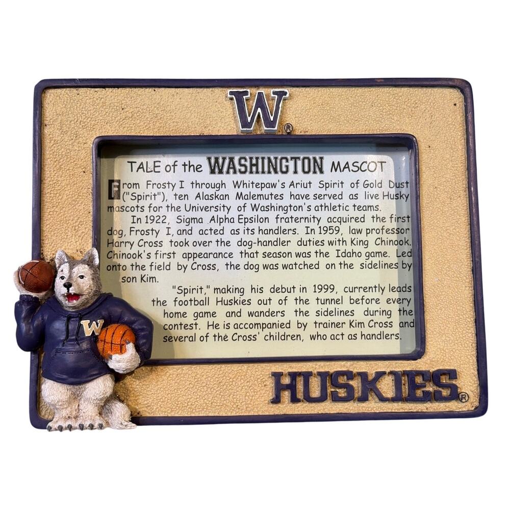Washington Huskies Football Basketball 3-d picture frame 4x6 photo UW college